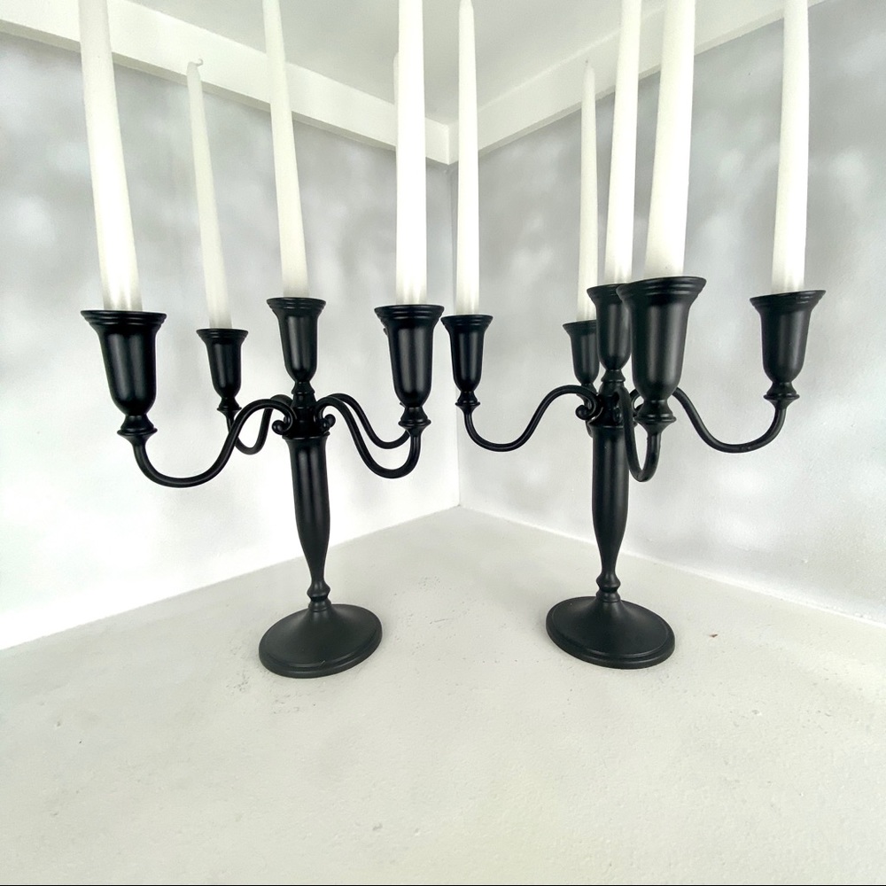 Matte Black Gothic Candelabra Set
